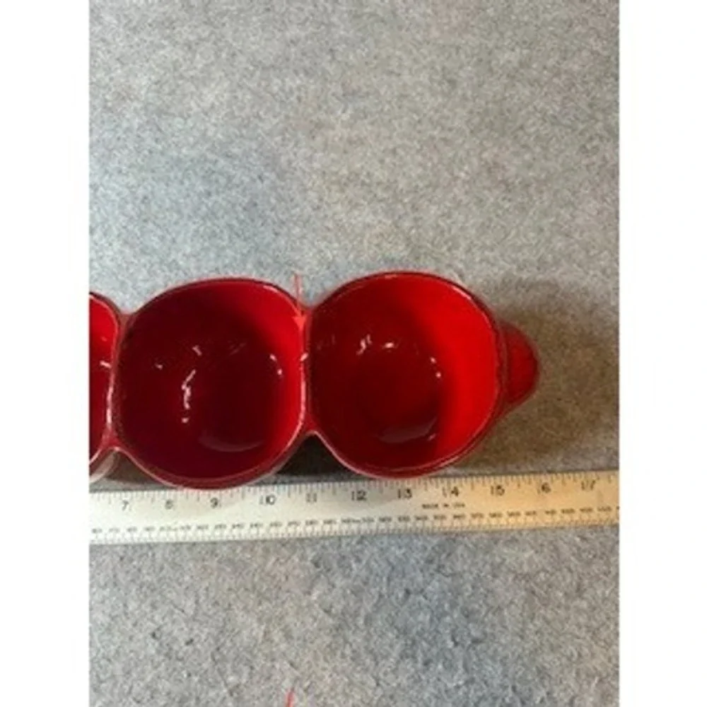 Ceramiche Virginia Italy Red Ceramic 4 Compartment Condiment Server Bowl 17in